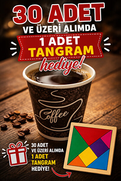 Mix 30 ve üzeri TANGRAM HEDİYELİ Kağıt Bardak-Tek kullanımlık-1 Adet