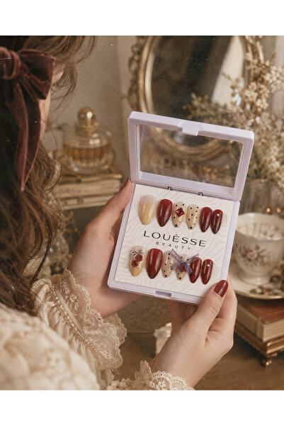 Louesse Beauty Louésse Vintage Rose Takma Tırnak Seti 12’li – Kırmızı Nude Gü...