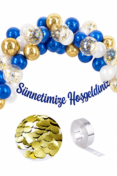 Parti dolabı Sünnet Oda Mekan Süsleme Seti Sünnet Yazı, Gold Krom Pullu Şeffa...