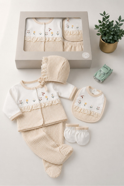 mini mia YENİDOĞAN 5Lİ ZIBIN SET/%100 PAMUK KIZ BEBEK HASTANE ÇIKIŞI/HEDİYELİ...