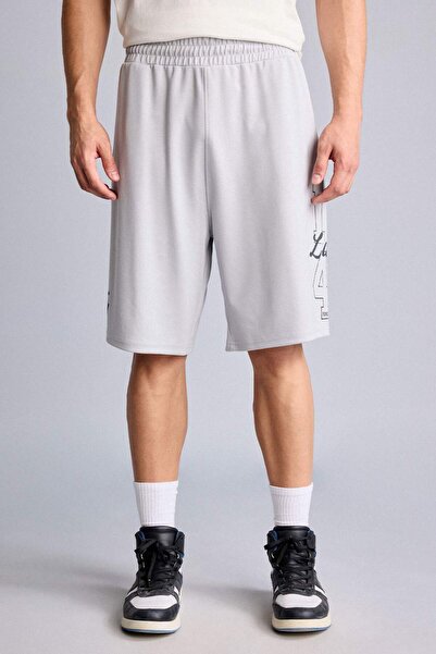 DeFacto NBA Los Angeles Lakers Lisanslı Baggy Fıt Açık Gri Şort H3845AX26SM