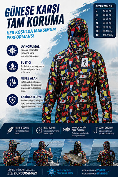 dkmoutdoor Orkw Kapüşonlu Uzun Kollu Balıkçı Ve Su Sporları Uv Korumalı Su It...