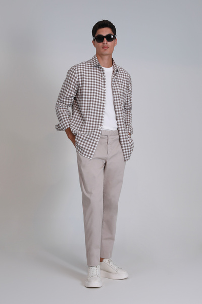 Lufian Ανδρικό παντελόνι chino Gabriel Sports Straight Fit Stone
