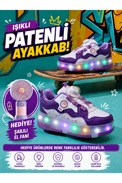Minipa Işıklı Patenli 4 Tekerlekli Spor & Paten Dönüşümlü (On-Off Işık Sistem...