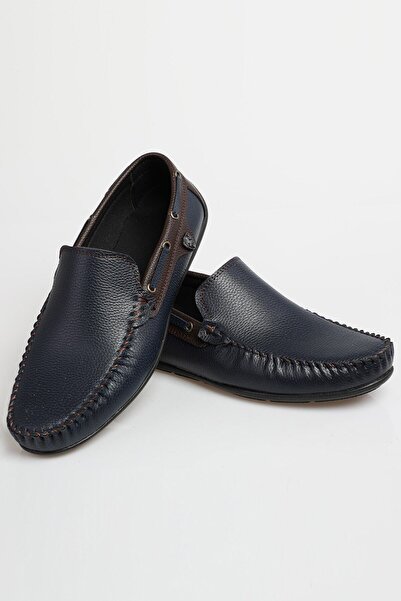 zincirport Pantofi Rog Loafer pentru bărbați, albastru-marin maro