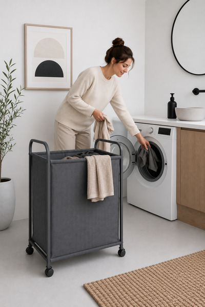 Kirli Çamaşır Sepeti Büyük Boy Metal Dayanıklı Banyo Dolabı Sepet