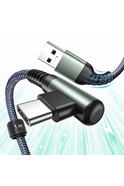 Timebox Cablu de date și încărcare rapidă 1 m QC 3.0 USB la Type-C, nailon, u...