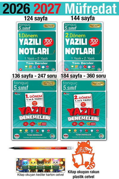 Tonguç Yayınları 5. Sınıf 1. 2. Dönem Yazılı Notları Denemeleri Tüm Dersler 2...