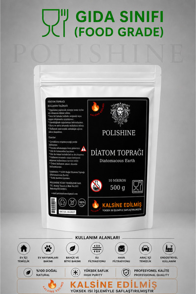 POLİSHİNE Diatom Toprağı | Kalsine Edilmiş |10 Mikron 500gr | Yüksek Saflık