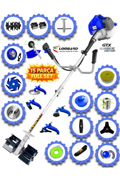 İtaly TEC 880 Benzinli Yan Tipi Tırpan Ot Çim Çalı Biçme Makinası 15 Parça Full Set Güçlü