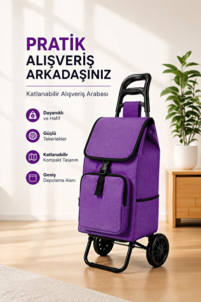 Vadi Ses Yapmaz Tekerlekli Su Geçirmez Çantalı Katlanabilir Pazar Arabası