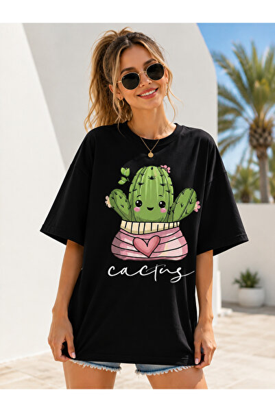 Luliana Woman Oversized cactus Printed t-shirt