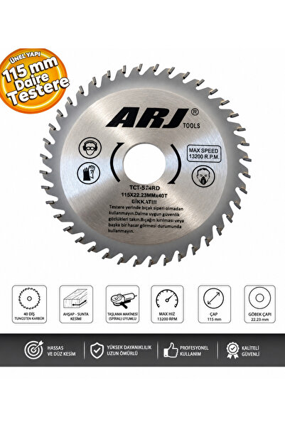 Arj Elmas Sunta Ahşap Kesme Testeresi 115 mm 40 Diş