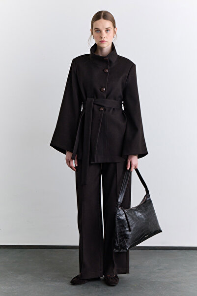 Manuka Wide Sleeve Belted Jacket Brown