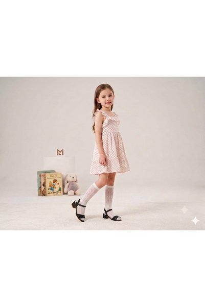 SOFT BEBE Young Girls' Ankle Strap Glittery Flat Evening Dress Heeled Shoes