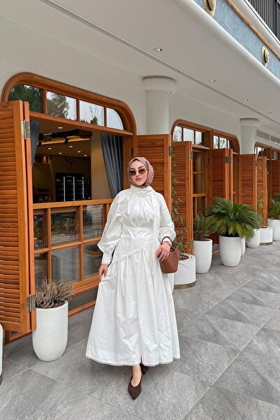 MELEK ARAZ Set Premium MNK cu fustă din poplin – Alb