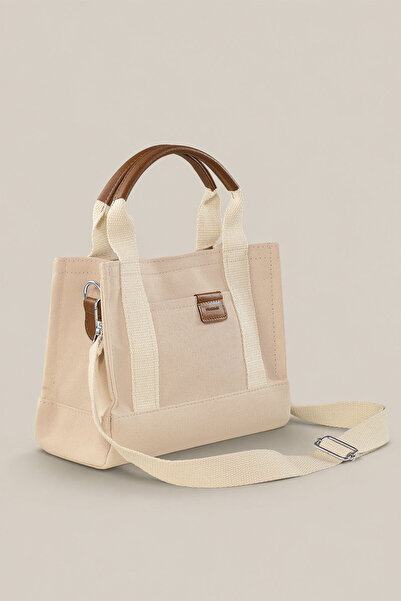 Housebags Дамска кремава платнена чанта 232