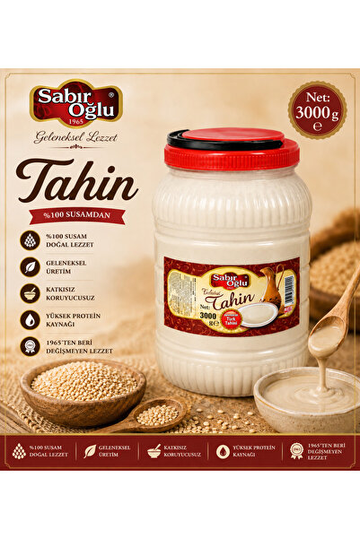 SABIROĞLU 3000 gr Beyaz Tahin Pet Tek Kavrulmuş Tahin (KEPEKSİZ) Taze Imalatt...