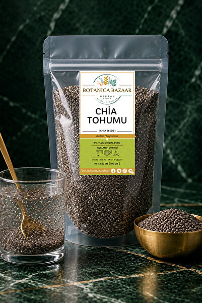 Botanica Bazaar Doğal Chia Tohumu Ayıklanmış Yeni Mahsul,Chia Seed (Salvia Hi...