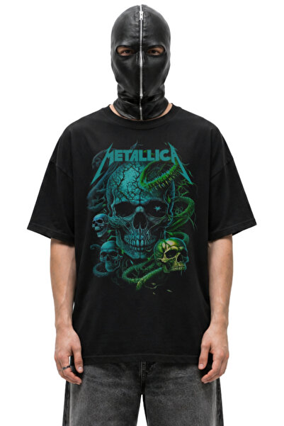 Fuddy Moda Тениска с щампа на череп Metallica, унисекс тениска с рок-метъл му...