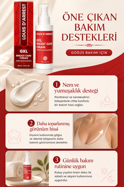 Louis DArrest GXL Göğüs Dolgunlaştırıcı & Dikleştirici ve Sarkıklık Giderici Krem 100 ML
