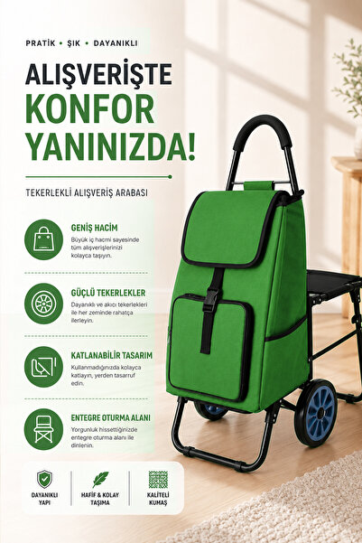 Vadi Sessiz Tekerlekli Su Geçirmez Çantalı Oturmalı Alüminyum Gövdeli Katlana...