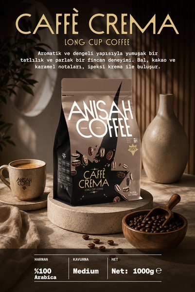 Anisah Coffee Caffè Crema Çekirdek Kahve | 1000gr | %100 Arabica