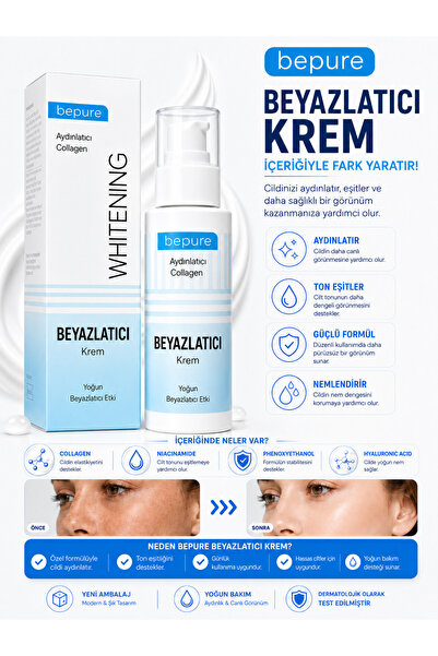 Bepure Beyazlatıcı Krem, Yüz, Vücut Ve Genital Bölge Için Leke Ve Kararma Gid...