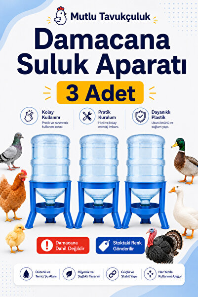 MUTLU TAVUKÇULUK Damacana Aparatı 3 Adet Tavuk Suluk Güvercin Hindi Güvercin ...