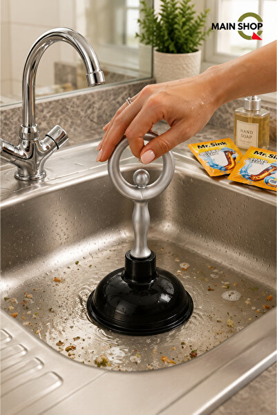 MAİN SHOP 1 Adet Siyah Çok Amaçlı Mutfak Banyo Balerin Pompa Tıkanık Lavabo A...