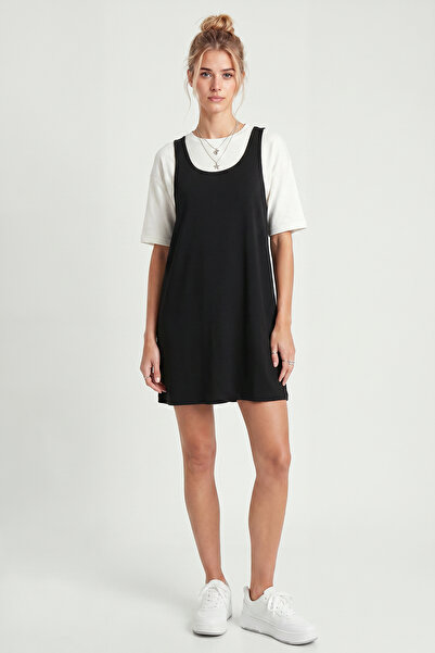 Lovelyİstanbul Mini T-shirt Elbise İkili Modal Takım LNT0040 SİYAH