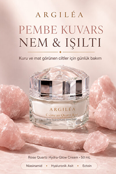 Argilea Rose Quartz Yoğun Nemlendirici Yüz Kremi, Işıltı ve Cam Cilt Görünümü...