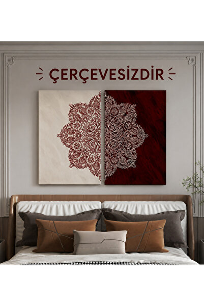 Meröka Sonsuz Harmoni Şık Modern Premium Mandala Tablo Seti 2'li Duvar Dekoru...