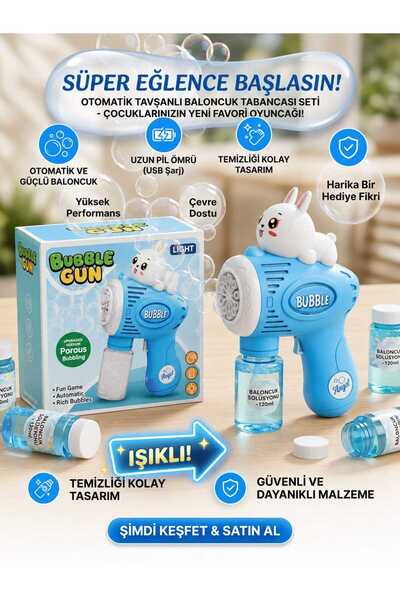 Bubblegum Işıklı Baloncuk Köpük Tabancası