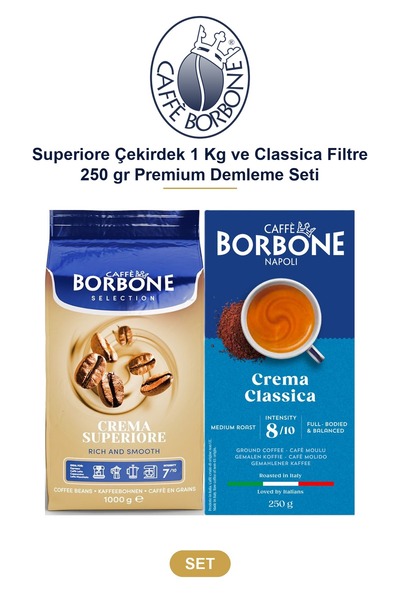 Caffe Borbone مجموعة قهوة بوربون سوبريوري 1 كجم وفلتر كلاسيكا 250 جرام للتحضي...