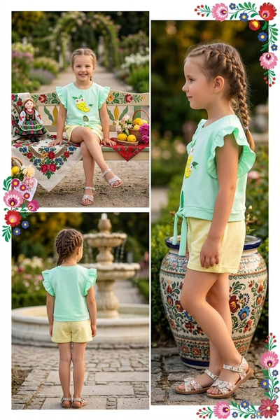 meyastore Girl's T-Shirt with Tie, Single Jersey