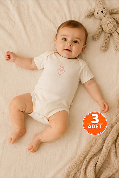ZUMI BABY KIDS طقم ملابس داخلية للأطفال من القطن بأكمام قصيرة مطبوع عليه كريم...
