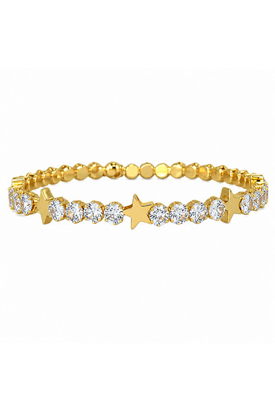 Store Star Detailed Crystal Stone Spring Bracelet – Gold Color