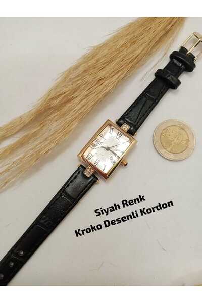 Brality ساعة يد نسائية من سلسلة ريترو الخاصة، حزام أسود عتيق الطراز، تصميم مس...