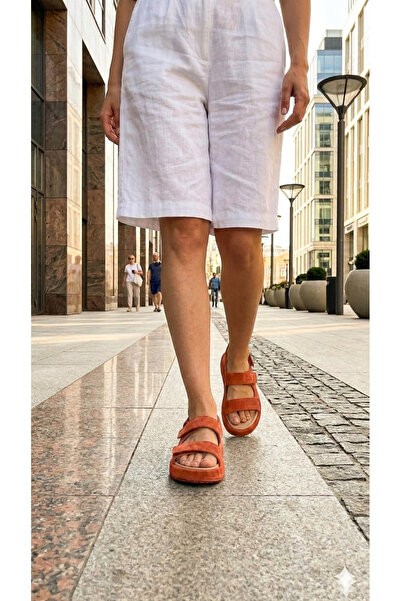 Oneka Shoes Women's Casual Sandals Ferro Orange Suede 120606Saft1718