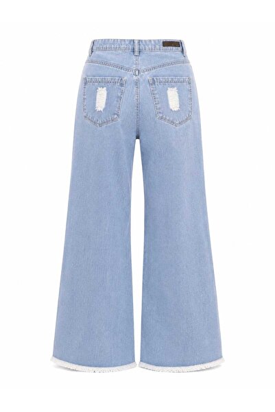 CHEVALIER FASHION Women's High Waist Distressed Wide Leg Denim Jeans