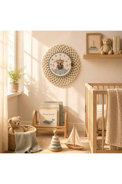 home inn Cute Sailor Teddy Bear Themed Children's Room Clock 43 cm