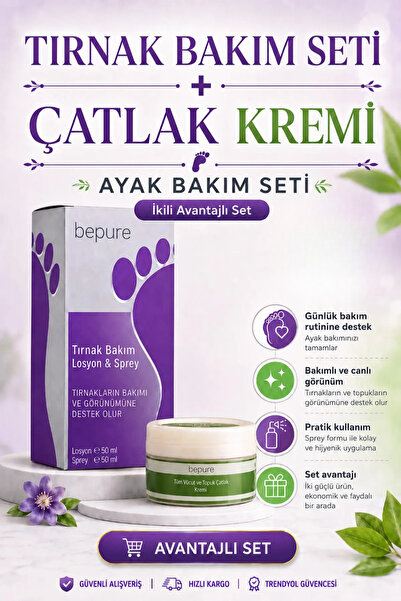 Bepure Ayak ve Tırnak Mantarı, Kasıntı, Koku ve Çatlak Bakım Set 100ml Ve Çat...