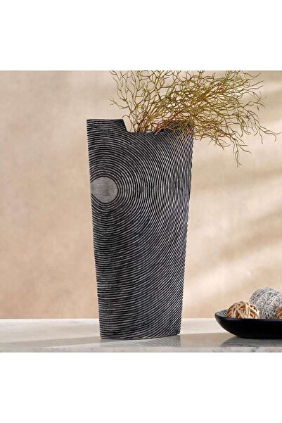 PAN HOME مزهرية زافيير بولي ريزين بتصميم أضلاع متداخلة، طويلة، 28.5x12.5x53 س...