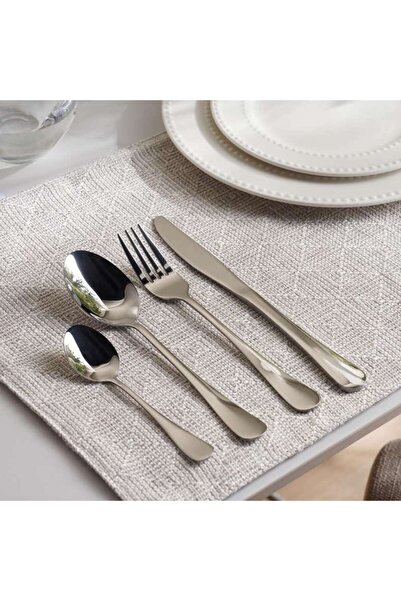 PAN HOME طقم أدوات مائدة زويا 16 قطعة - كروم