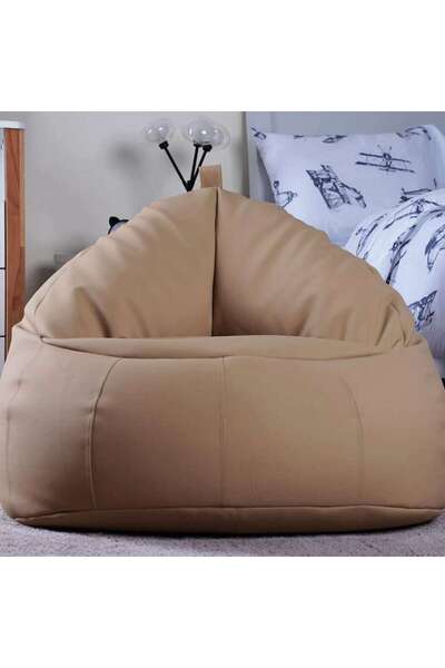 PAN HOME Luxe Faux Leather Chair Bean Bag 78x81x74cm-beige
