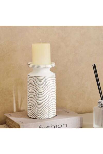 PAN HOME Tiago Polyresin Candle Holder 11x11x20.5cm - White