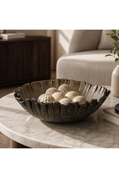PAN HOME Grid Ceramic Platter 37.5x35x12.5cm - Brown