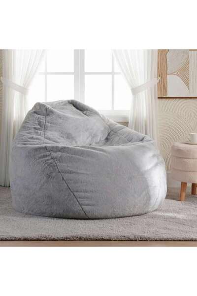 PAN HOME Comfy Soft Rabit Fur Filled Bean Bag 101x103x86cm - Grey