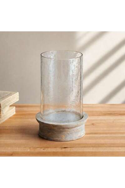 PAN HOME Aeon Mango Wood Pillar Candle Holder 15x15x22cm -white